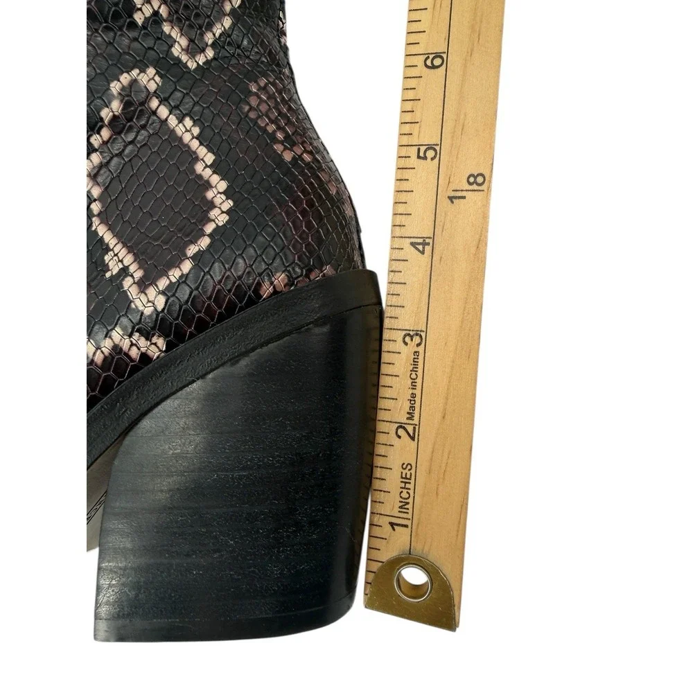 Vince Camuto Gravana Snake Print Knee High Boots Size 7.5 Brown Pointed Toe New